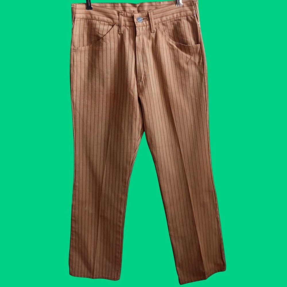 31x31 Vintage 1960's Men's Herringbone Pinstripe Mod Garage Band Jeans Bootcut